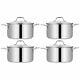 Nutrichef Heavy Duty 8 Quart Stainless Steel Soup Stock Pot With Lid (4 Pack)