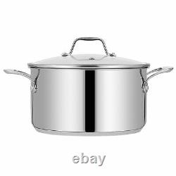 NutriChef Heavy Duty 8 Quart Stainless Steel Soup Stock Pot with Lid (4 Pack)