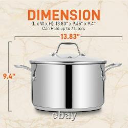 NutriChef Heavy Duty 8 Quart Stainless Steel Soup Stock Pot with Lid (4 Pack)