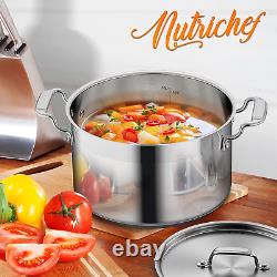 Nutrichef 5-Quart Stainless Steel Stockpot 18/8 Food Grade Heavy Duty Large St