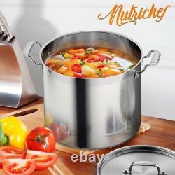 Nutrichef Stainless Steel Cookware Stockpot 20 Quart, Heavy Duty Induction Pot