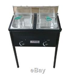 Outdoor 2 Tank Well Fryer, 2 Baskets & Stainless Steel 10 quart Oil Tank NOTE