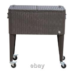 Outsunny 80 Quart Stainless Steel Outdoor Patio Rolling Cooler Cart with 4 Wheel