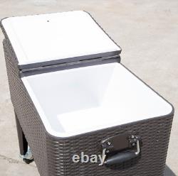 Outsunny 80 Quart Stainless Steel Outdoor Patio Rolling Cooler Cart with 4 Wheel