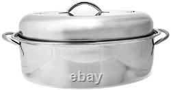 Oval Roaster Set, Stainless Steel, 10-Quart