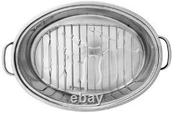Oval Roaster Set, Stainless Steel, 10-Quart
