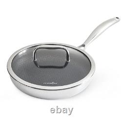 PAMPERED CHEF 10 STAINLESS STEEL NONSTICK SKILLET With LID, NEW IN ORIGINAL BOX