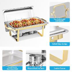 Pack of 4 Quart Stainless Steel Chafing Dish Buffet Set Gold and Silver 8QT