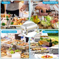 Pack of 4 Quart Stainless Steel Chafing Dish Buffet Set Gold and Silver 8QT