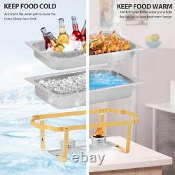 Pack of 4 Quart Stainless Steel Chafing Dish Buffet Set Gold and Silver 8QT