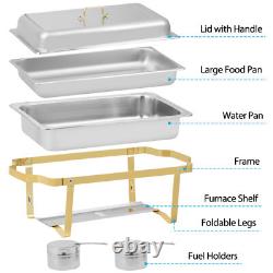 Pack of 4 Quart Stainless Steel Chafing Dish Buffet Set Gold and Silver 8QT
