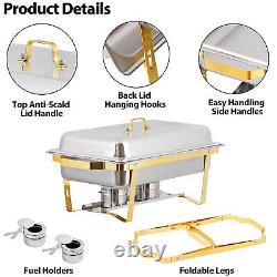 Pack of 4 Quart Stainless Steel Chafing Dish Buffet Set Gold and Silver 8QT
