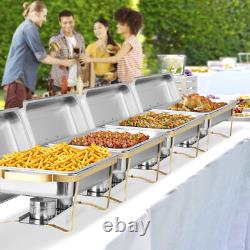 Pack of 4 Quart Stainless Steel Chafing Dish Buffet Set Gold and Silver 8QT