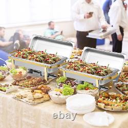 Pack of 4 Quart Stainless Steel Chafing Dish Buffet Set Gold and Silver 8QT