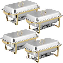 Pack of 4 Quart Stainless Steel Chafing Dish Buffet Set Gold and Silver 8QT