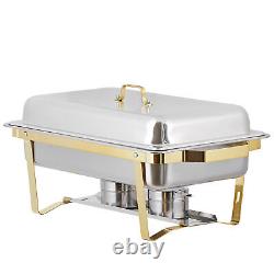 Pack of 4 Quart Stainless Steel Chafing Dish Buffet Set Gold and Silver 8QT