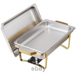 Pack of 4 Quart Stainless Steel Chafing Dish Buffet Set Gold and Silver 8QT