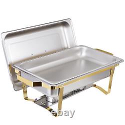 Pack of 4 Quart Stainless Steel Chafing Dish Buffet Set Gold and Silver 8QT