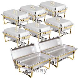 Pack of 8 Quart Stainless Steel Chafing Dish Buffet Set Gold and Silver 8QT