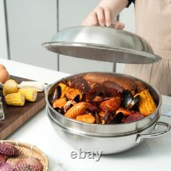 Pan 12.6 inch 6.3 Quart Stainless Steel Heavy Duty Induction CHEFWIN Wok Steamer