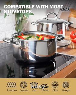 Polished 16 Quart Stainless Steel Stockpot with Glass Lid for Effortless Cooking