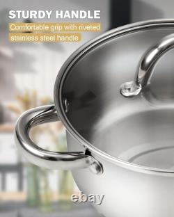 Polished 16 Quart Stainless Steel Stockpot with Glass Lid for Effortless Cooking