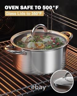 Polished 16 Quart Stainless Steel Stockpot with Glass Lid for Effortless Cooking