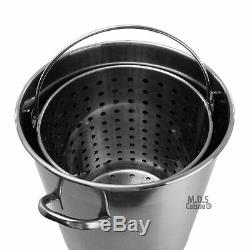 Pot Stainless Steel 53 Quart with Strainer Basket StockPot Commercial Fryer Pot