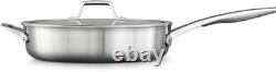 Premier Stainless Steel 5-Quart Sauté Pan with Lid, 3-Layer Metal Construction