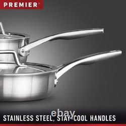 Premier Stainless Steel 5-Quart Sauté Pan with Lid, 3-Layer Metal Construction