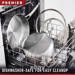 Premier Stainless Steel 5-Quart Sauté Pan with Lid, 3-Layer Metal Construction