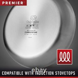 Premier Stainless Steel 5-Quart Sauté Pan with Lid, 3-Layer Metal Construction