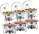 Premium 6-piece Chafing Dish Buffet Set 4 Quart Stainless Steel With Glass Cover