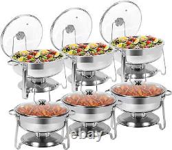 Premium 6-Piece Chafing Dish Buffet Set 4 Quart Stainless Steel with Glass Cover