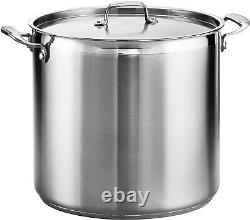 Premium Stainless Steel Stock Pot 24-Quart Induction Ready Tri-Ply Base