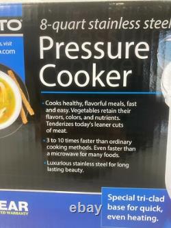 Presto 8 Quart Stainless Steel Pressure Cooker. Works on Induction Tops! 01370