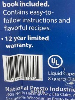 Presto 8 Quart Stainless Steel Pressure Cooker. Works on Induction Tops! 01370