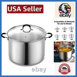 Professional 24-Quart Stainless Steel Stockpot with Stay-Cool Handles in Silver