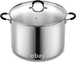 Professional 24-Quart Stainless Steel Stockpot with Stay-Cool Handles in Silver