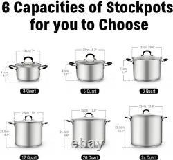 Professional 24-Quart Stainless Steel Stockpot with Stay-Cool Handles in Silver