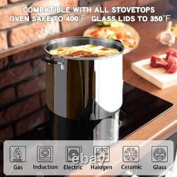 Professional 24-Quart Stainless Steel Stockpot with Stay-Cool Handles in Silver