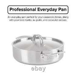 Professional 5-Ply Stainless Steel Casserole/Everyday Pan, 3.4 Quart, Satin F