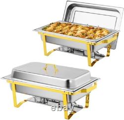 Professional Buffet Chafing Dishes 4 Pack, 9 Quart Stainless Steel for Wedding