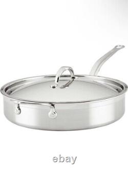 Professional Clad Stainless Steel TITUM Nonstick Sauté Pan with Lid NEW 5-Quart