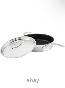 Professional Clad Stainless Steel TITUM Nonstick Sauté Pan with Lid NEW 5-Quart