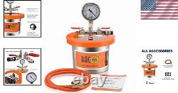 Professional-Grade 2 Quart Stainless Steel Vacuum Chamber with Reinforced Hose