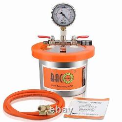 Professional-Grade 2 Quart Stainless Steel Vacuum Chamber with Reinforced Hose