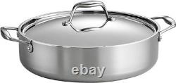 Professional Grade 6-Quart Stainless Steel Braiser Pan with Lid Made in Brazil