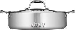 Professional Grade 6-Quart Stainless Steel Braiser Pan with Lid Made in Brazil