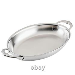 Provisions 2-Quart Stainless Steel Oval Au Gratin Dish Medium Clad Cookware